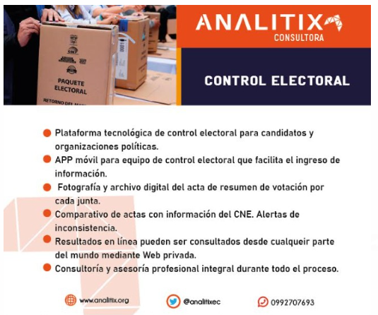 analitixec's tweet photo. La plataforma de control electoral más completa  en el Ecuador #Elecciones2023Ec https://t.co/IVPNtOJ0q1