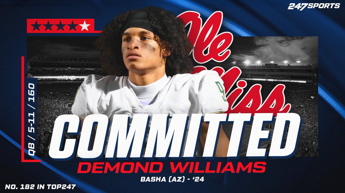 BREAKING: Chandler (Ariz.) Basha four-star quarterback Demond Williams has announced his commitment to Ole Miss and details why he chose the Rebels 247sports.com/Article/Ole-Mi…