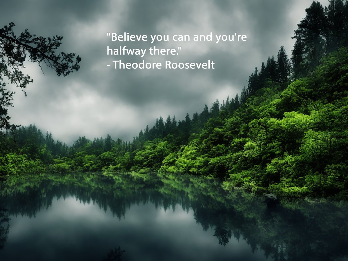 ericwagner101's tweet photo. Just to see what would happen, I used this very simple prompt, "Inspirational quote nature photograph, HQ, 4k" with Stable Diffusion 1.5, and then asked ChatGPT for some inspirational quotes. Here are the unironic (maybe?) results. #inspirationalquotes #ai #stablediffusion https://t.co/rQ9bD8DQr1