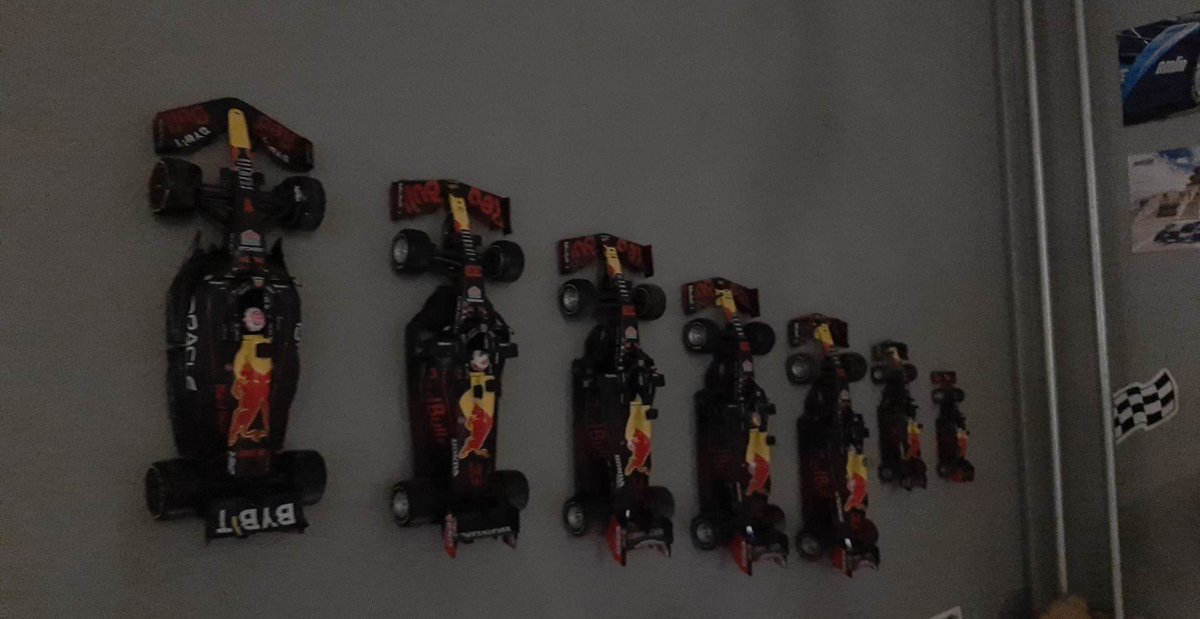 MsportXtra's tweet photo. #F1 Took a bit of time but I found the perfect spot at @MsportXtra HQ to hang the #RB12 #RB13 #RB14 #RB15 #RB16 #RB16B & #RB18 . #MsportXtra @JumboSupermarkt @Max33Verstappen @redbullracing https://t.co/9cUXjCdEcJ