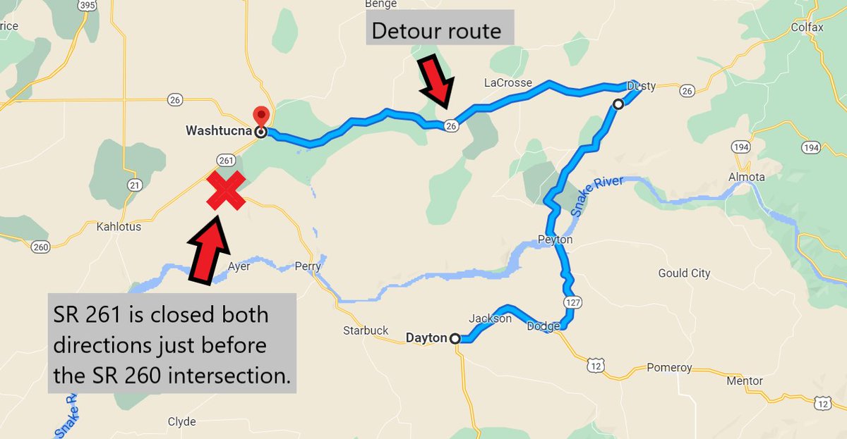 Washington State DOT on Twitter "RT WSDOT_East With SR 261 CLOSED