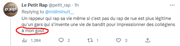 petit_rap's tweet photo. @Vladirich @midiminuit__ J'ai pas dit que t'avais pas le droit d'écouter ce que tu voulais, j'ai juste donné mon point de vue sur un sujet. https://t.co/b1zPMliBV5