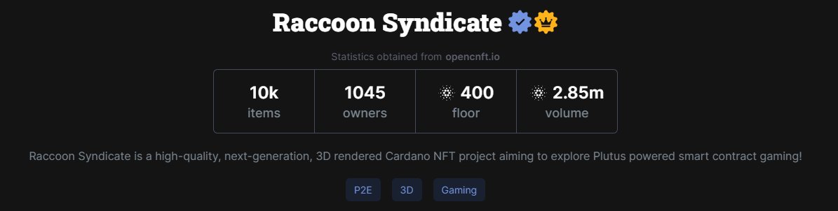 CryptoStonkCNFT's tweet photo. You don't want to miss out on @RaccoonSyndicat !!! The floor price is moving up on limited news. Imagine when news drops !!!
#CNFTCommunity #CardanoNFTs #CardanoIsBuilding #ADA #Cardano #CardanoADA https://t.co/8dztAp8ydB