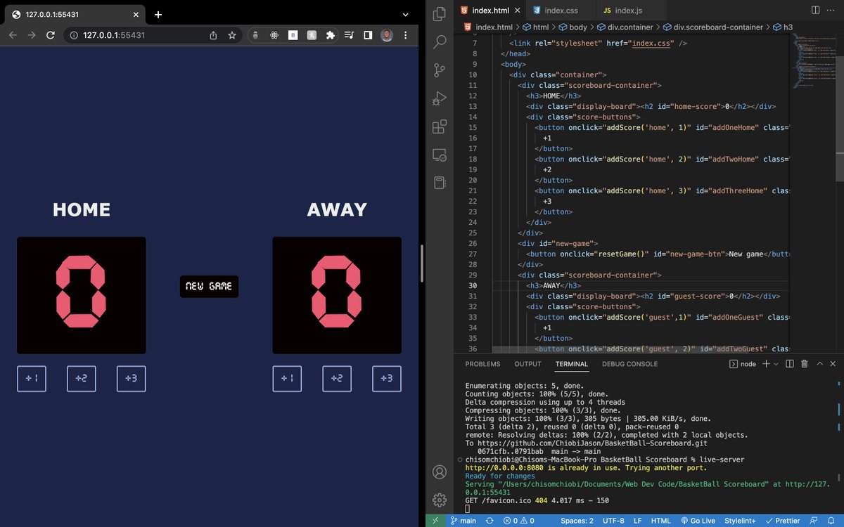 jasonthe_dev's tweet photo. Finished @scrimba Solo project
Basketball ScoreBoard
Check it out: https://t.co/c6SOUve483
#100DaysOfCode https://t.co/g65MiUT2E6