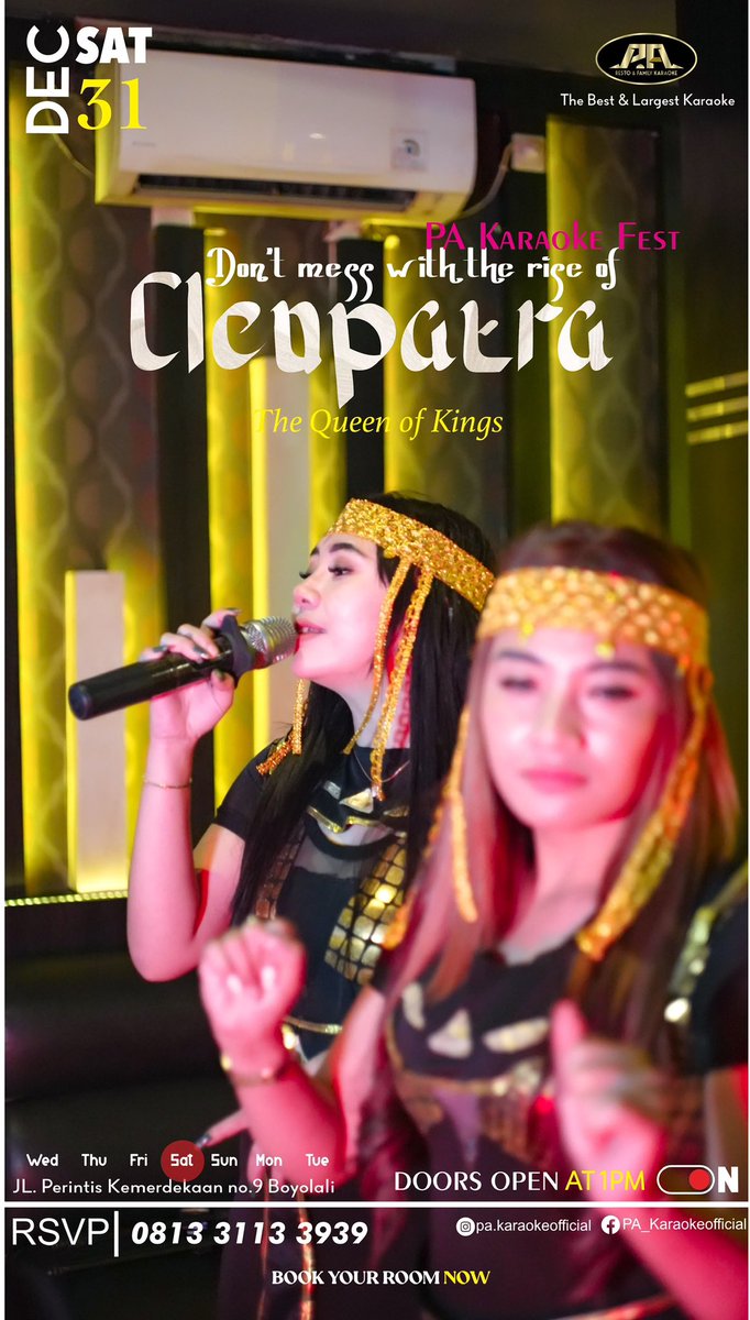 Save the date ya PA loverss!! 🥰
Rayakan akhir tahun kalian hanya di PA Resto &amp; Family Karaoke
Book Your Room Now 
Doors Open At 1PM
The Best &amp; Largest Karaoke in Boyolali 
More reservation : 
☎️ (0276) 3280117
📲 wa.me/6281331133939