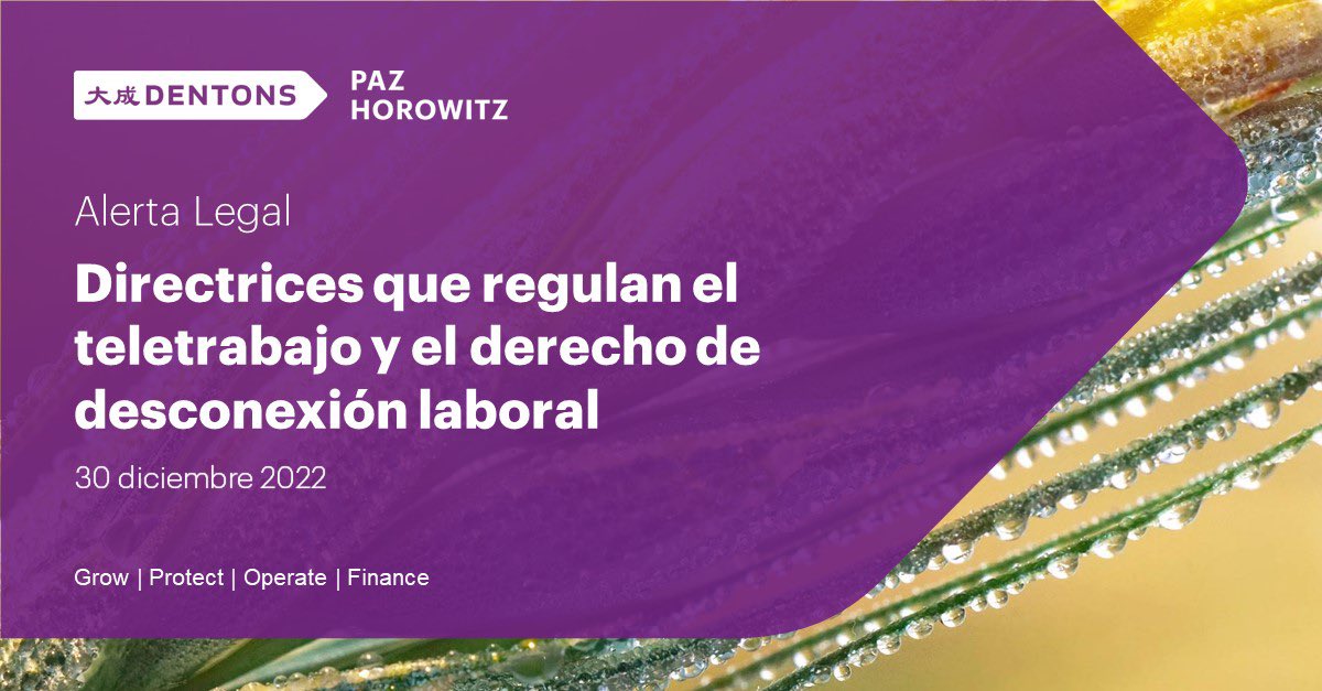 El pasado 23 de diciembre, el Ministerio de Trabajo mediante acuerdo ministerial No.MDT-2022-237, emitió las directrices que regulan el teletrabajo y el derecho de desconexión laboral.

Accede a un resumen con los puntos más relevantes del acuerdo aquí: lnkd.in/eaAZyTrk