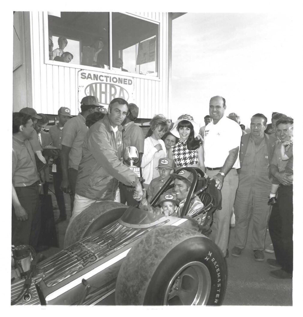Dixontopfuel's tweet photo. Scrapbooking on #flashbackfriday found a few pics of pops from 1969 #riverside @hotrodmagazine meet winner’s circle that I hadn’t seen before. Hope you all enjoy &amp; #happynewyear ✌🏻

#ldsr #ogld #howardcams #rattler #nitro #topfuel #dragster #dragracing #motorsports #nhra #sendit https://t.co/cRUB3uVPRV