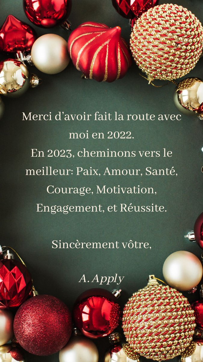 Ammcise_Apply's tweet photo. Que chacun reçoit selon les voeux de son coeur et proportionnellement à ses efforts! Meilleurs voeux à chacun à tous égards! 🍾🥂 https://t.co/tqpZh0fDhR