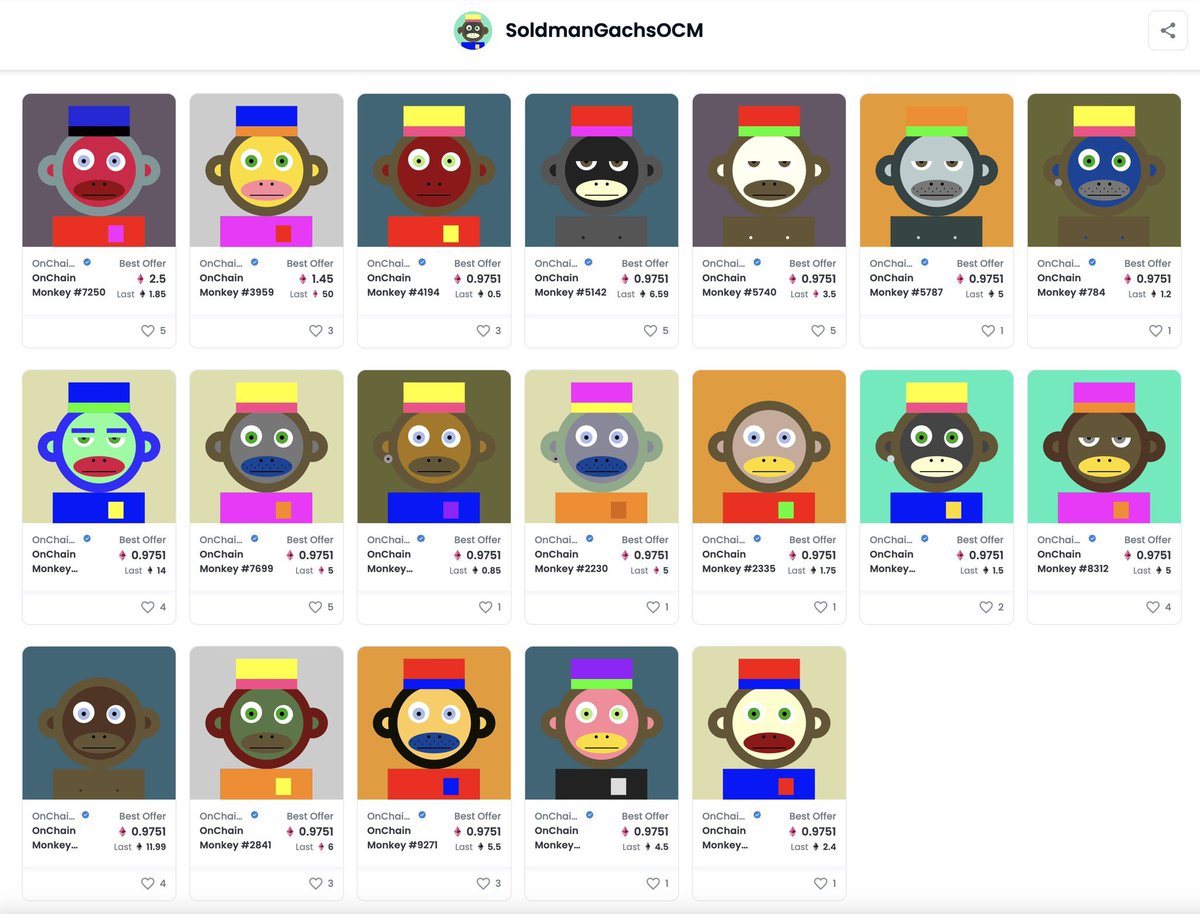 Soldman Gachs (@drsoldmangachs) on Twitter photo My largest conviction play this year was <a href="/OnChainMonkey/">OnChainMonkey®</a>. I have 73 Genesis monkeys and 235 karmas, including one of every fur type. If you want to learn more, jump into the discord and you won’t find a more friendly, helpful and value driven community anywhere.
!RISE for 2023 My largest conviction play this year was <a href="/OnChainMonkey/">OnChainMonkey®</a>. I have 73 Genesis monkeys and 235 karmas, including one of every fur type. If you want to learn more, jump into the discord and you won’t find a more friendly, helpful and value driven community anywhere.
!RISE for 2023