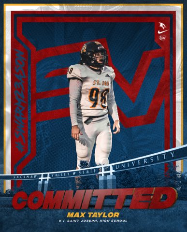 MaxTaylor_98's tweet photo. Committed! Thank you @rbrady1313 @PrudhommeSVSU for the opportunity.

@svsu_football https://t.co/QZoGMmN1eR