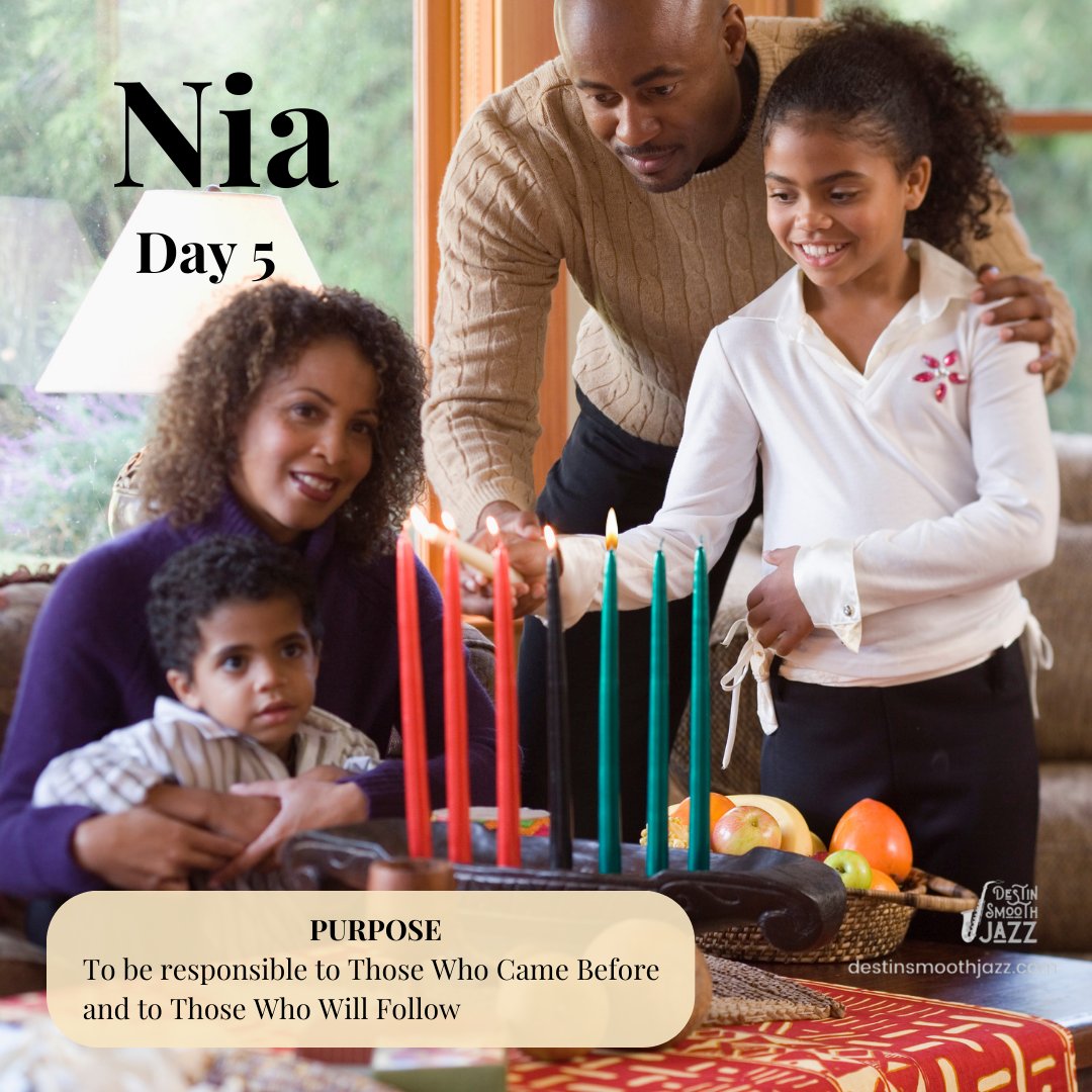 DestinSmoothJaz's tweet photo. Kwanzaa Day 5 - Nia. To make our collective vocation the building and developing of our community in order to restore our
people to their traditional greatness. https://t.co/RA7RTeCVFk