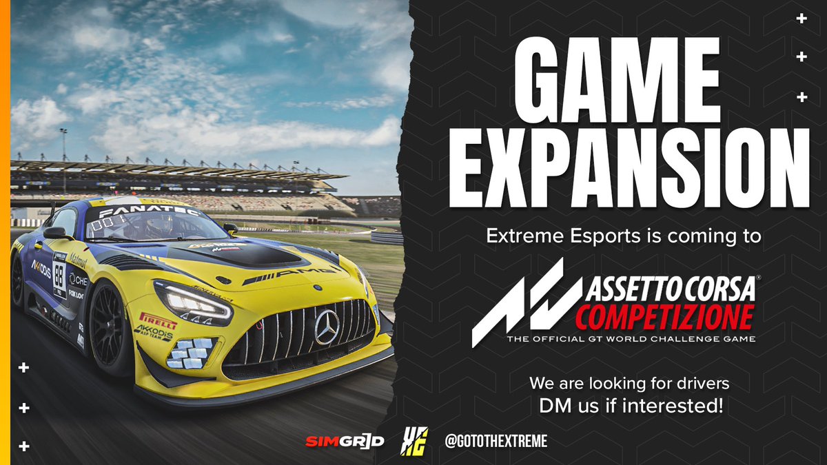 We are incredibly pleased to bring you news that will be expanding into Assetto Corsa Competizione! We are currently looking for driver to kickstart our roster and will be announcing our managers in due course!

#GoToTheXtreme
