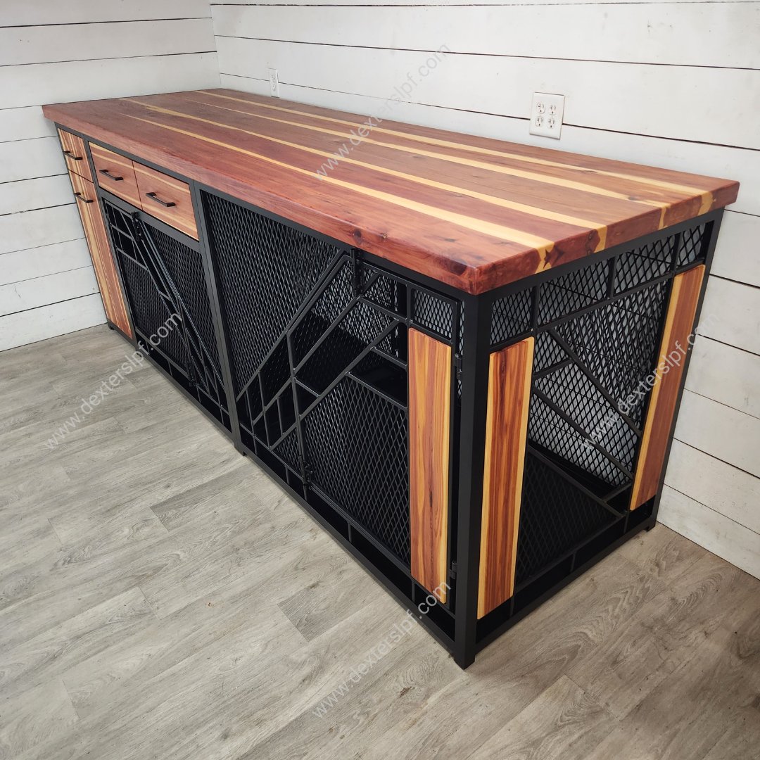 DextersLPF's tweet photo. Finished Product: The Remy XXL+XL+Food Storage in Black Metal &amp; Red Cedar #dexterslpf #remy #XXL #XL #FoodStorage #x2 #woodfurniture #metalfurniture #petbed #dogkennel #kennels #crate #cratefordogs #cratesfordogs #bigdog #littledog #kennelsfordogs #luxurycrate #luxuryfurniture https://t.co/yZ1SoazGIb