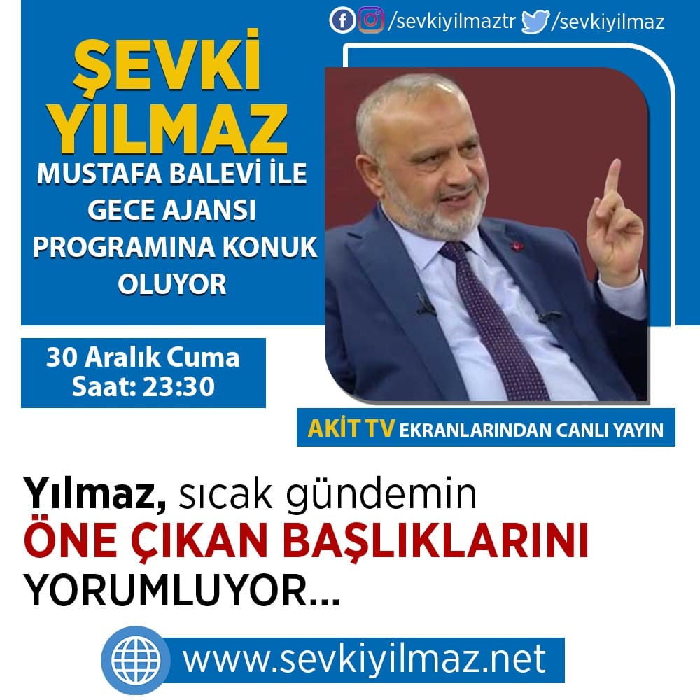 Birazdan! 
EYT gibi,
Taşeron işçiler, Fahri ve vekil imamlar, Emekliler, Nafaka Mazlumları, Çilekeş Gurbetçi kardeşlerimizde müjde bekliyor
23.30’da <a href="/akittv/">AKİT TV</a> Gece Ajansı programında CANLI yayındayız inşAllah!
Yayın linki.
akittv.com.tr/canli-izle