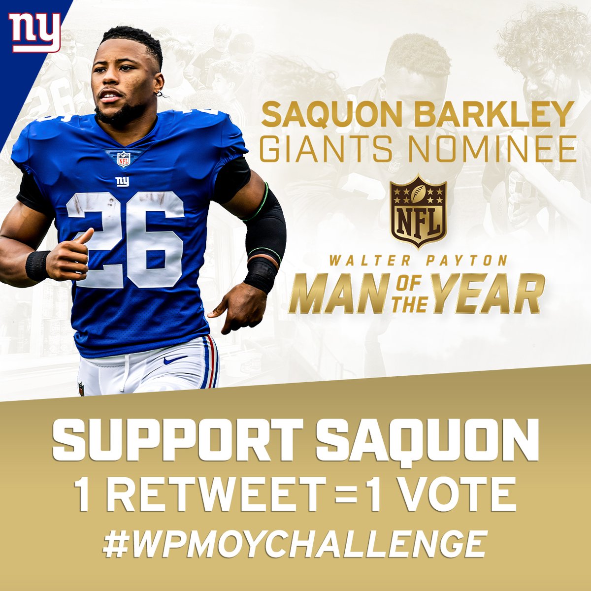 New York Giants (@giants) on Twitter photo Let’s see how many RT’s this can get before the end of the year!
Every RT counts as a vote for <a href="/saquon/">Saquon Barkley</a> in the #WPMOYChallenge!
1 RT= 1 Vote
#WPMOYChallenge Barkley Let’s see how many RT’s this can get before the end of the year!
Every RT counts as a vote for <a href="/saquon/">Saquon Barkley</a> in the #WPMOYChallenge!
1 RT= 1 Vote
#WPMOYChallenge Barkley