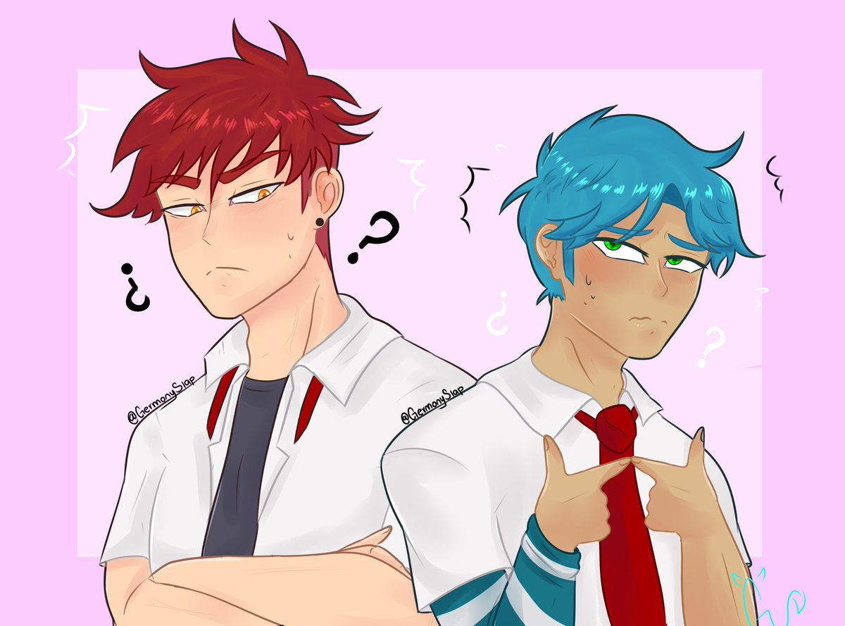 GermonySlap's tweet photo. Antes dibujaba mucho de este ship por ahí del 2017-2018 (? ahora con el posible regreso de la serie me emocioné mucho 💙❤️ #FHS #FNAFHS #Savefon #AidenFox #BonSmith https://t.co/7XA4cI5MlW