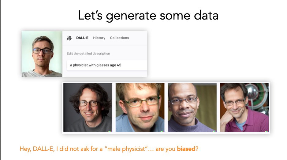 Biased, representative, or both.

Full disclosure: ran the same, slightly rephrased task four times to get the intended pun, the other three attempts had a 3:1 ratio on the first four results.