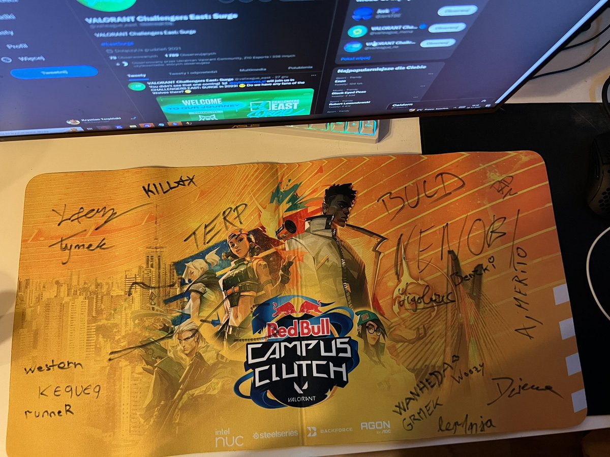 GIVEAWAY ALERT 🚨

To celebrate start of new season I’m giving away Red Bull Campus Clutch mousepad signed by some East Legends! (rare shit man)

To Enter: 
1. Follow <a href="/valleague_east/">VALORANT Challengers East: Surge</a> &amp; <a href="/Valorant_PLE/">VALORANT EAST: UNITED</a> 
2. LIKE &amp; RT 
3. Tag 2 friends! 

Winner announced 06.01.2023 ✌️