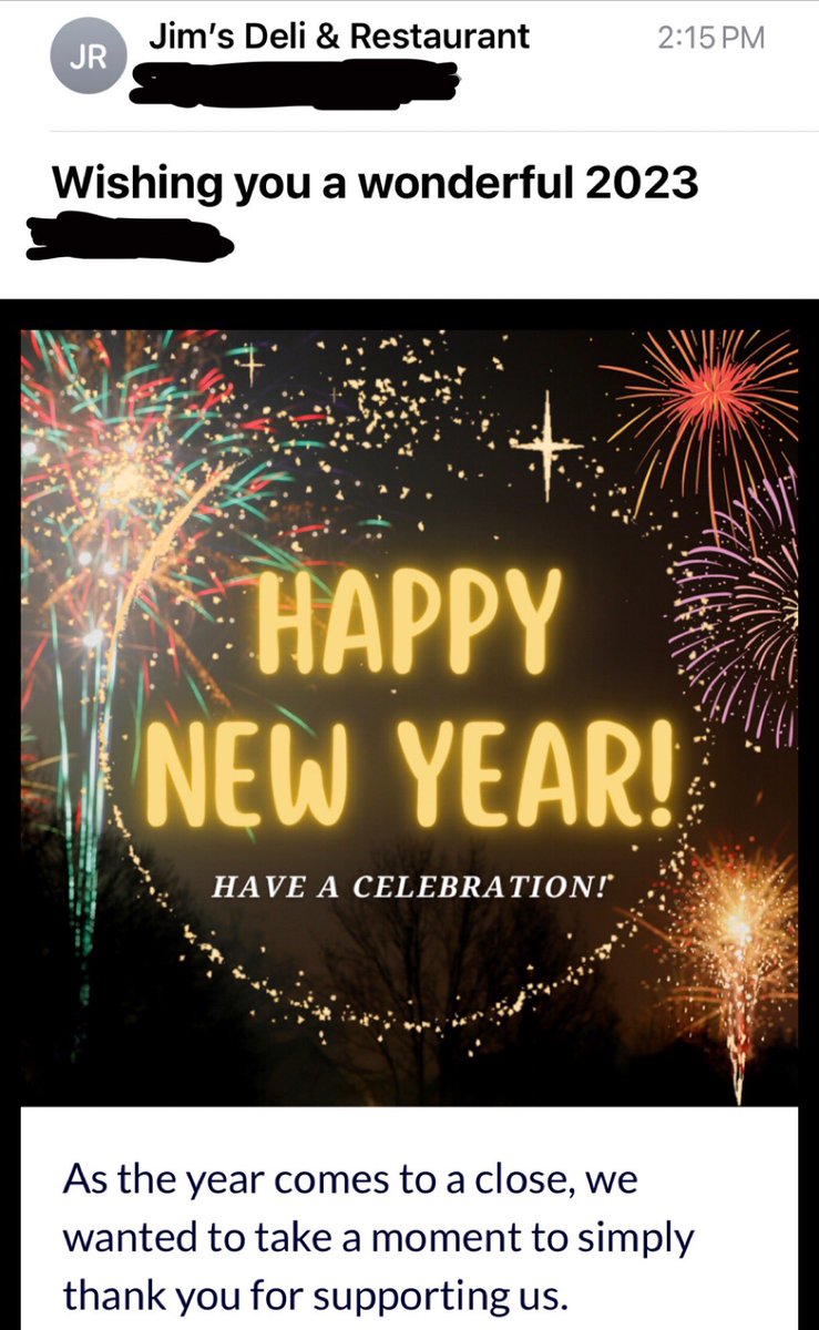 chestnuthillave's tweet photo. This is the most meaningful New Year’s message I will receive this holiday season. I’ve ate enough of their corned beef hash in 2022 to get me sent to rehab #TMFMS https://t.co/ooq2XrZeyW