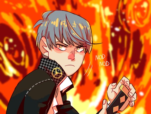 鳴上悠 「i dont remember when i first drew this b」|✂️Amborg✂️のイラスト