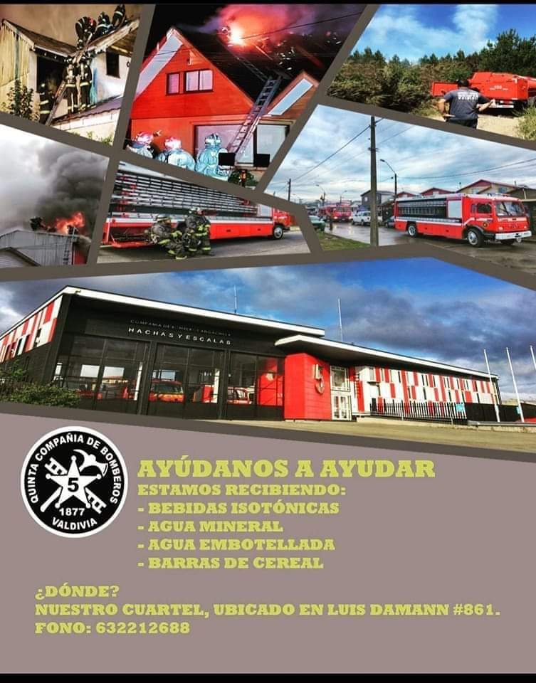 marymarticorena's tweet photo. Ayudemos a Bomberos a combatir el incendio 🧑‍🚒
Tod@s podemos ayudar!!! 🙏
#Valdiviacl 
#Valdivia https://t.co/4eYaDETHJ8