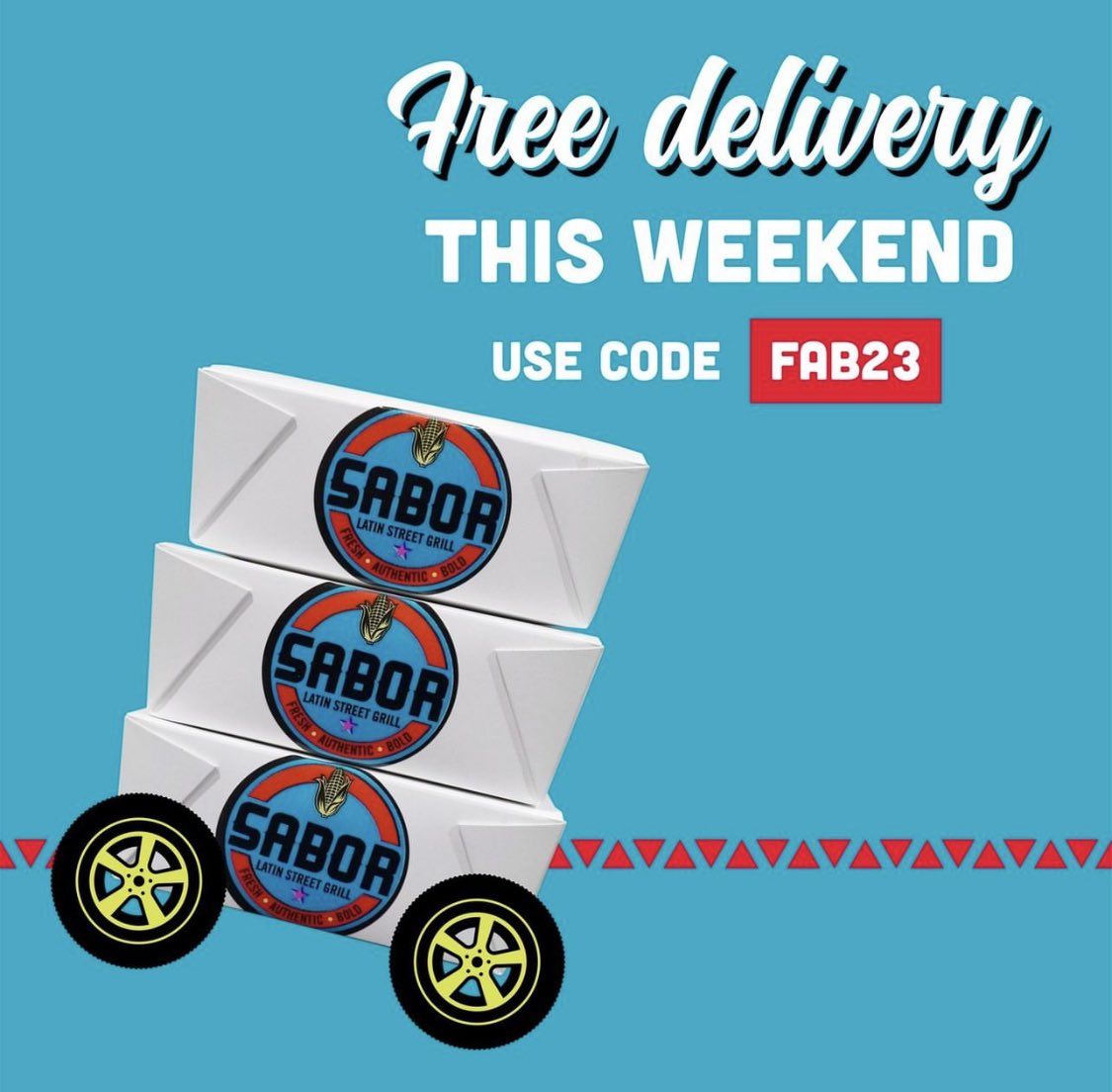 Order your favorites on our website for free deliver this weekend. Ends 1/1. Use code: FAB23 Head over to saborlatingrill.com