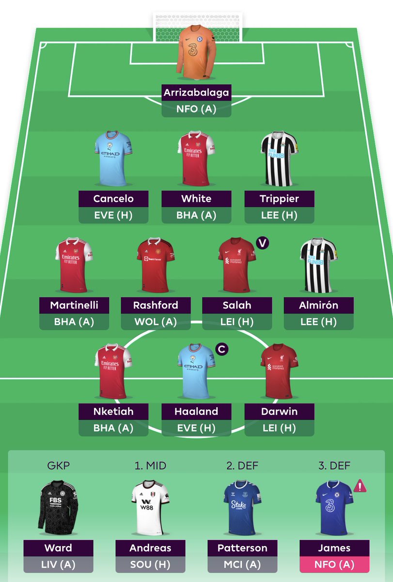 GW18 #fpl team 🔒 (L-word) rolling ♻️ haaland 🧢 may all your arrows be green!