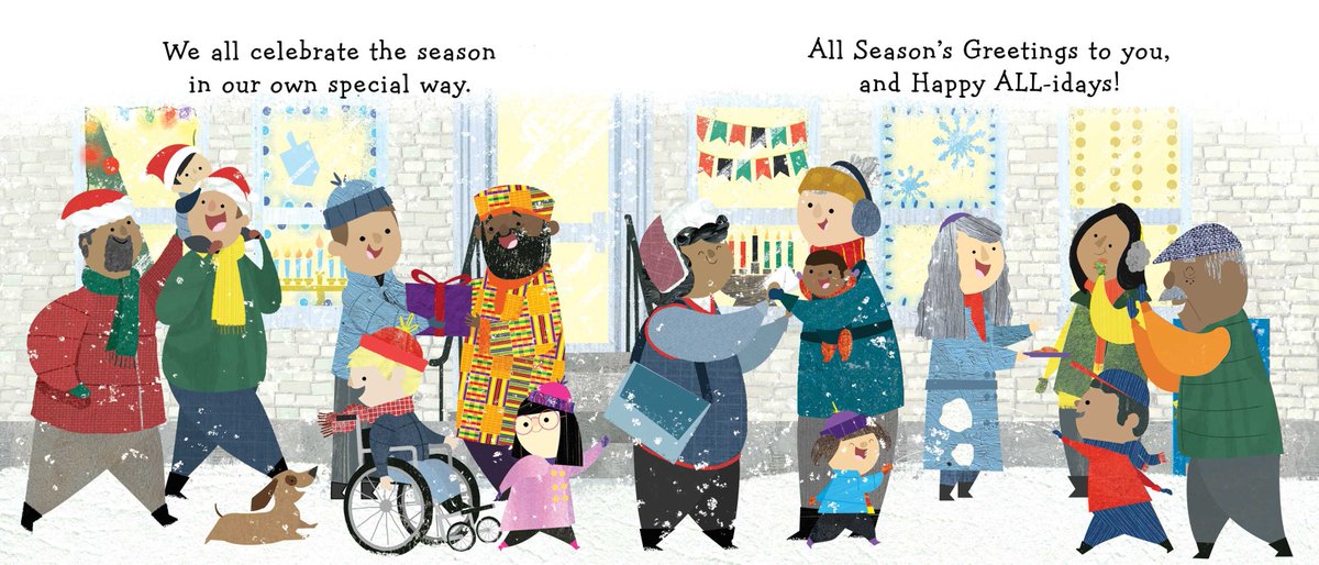 SimonKIDS's tweet photo. Learn how different families celebrate the winter season with this holiday card-inspired board book #HappyAll-idays by Cindy Jin and illustrated by @RobSayArt! https://t.co/Xnv2wl3tDn
