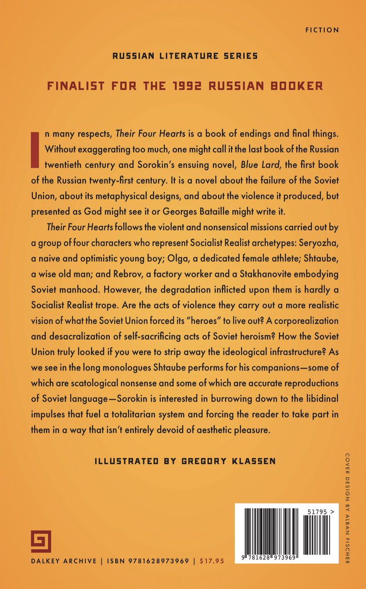 bartlebeer's tweet photo. Another, this time less–than–breezy one–sitting ride, an early Sorokin (1991/94, transl. 2022 @maxdaniellawton) going full brutalist Salò horror on Soviet cliché. What better time to digest this liquid mother of a fever dream than upon recovering from one.#Sorokin2022 #2022Spirit https://t.co/AGVTRO2FwQ