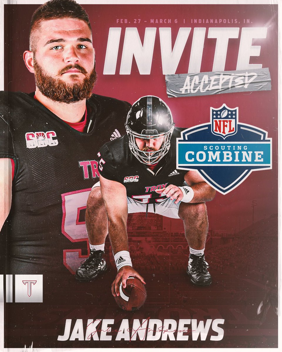 𝘽𝙀𝙎𝙏 𝙊𝙁 𝙏𝙃𝙀 𝘽𝙀𝙎𝙏 Jake Andrews is headed to the @NFL Combine in Indy! #RiseToBuild | #OneTROY ⚔️🏈