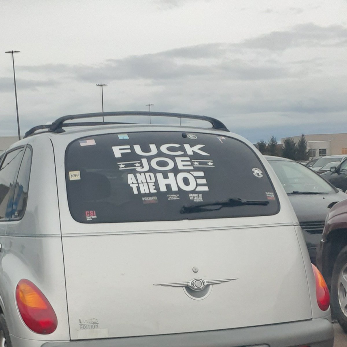 WitchGirl76's tweet photo. At Walmart today. Party of "family values". 2 kids around 8 and 10 walked past this car with their folks before I took this. #partyofnovalues
#youlookstupid #tool #dumbass #Hypocrites
You're being coerced into having no empathy and thinking it's cool. You just look sad. https://t.co/OfDKzwpOii