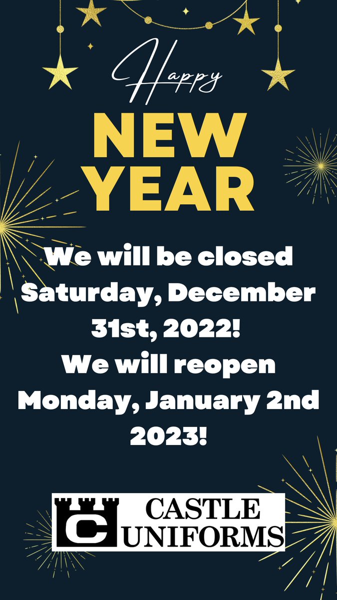 As we close out 2022 we would like to thank all of our loyal customers for making this year so great! We do what we do because of you! We look forward to serving you in 2023! #castleuniformsnc #shopsmall #familyowned #cfvhs #capefearvalleyhealth #ftcc #happynewyear