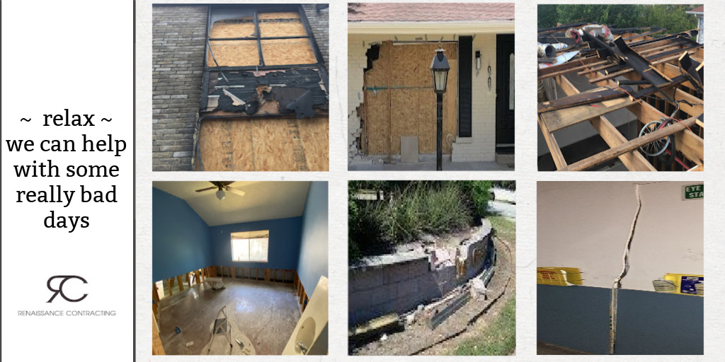 Relax.  We can help with some pretty bad days
#RenaissanceContractingLLC 
#AustinTx #WeLiveHereWeBuildHere
#Water #Damage #Freeze #VehiclePropertyDamage #Wind #Ice #Hail