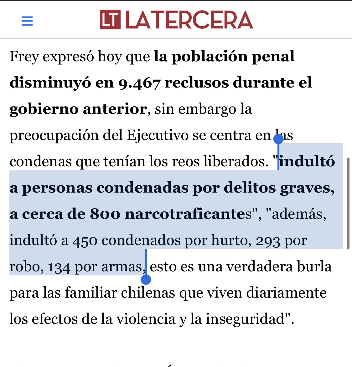 BotCheckerCL's tweet photo. @evelynmatthei Señora, 
Piñera indultó a 800 narcotraficantes, 450 por hurto, 293 por robo y 134 por porte de armas y 2 por crimenes de lesa humanidad (pta. Peuco)

Cuales fueron sus declaraciones en ese entonces?
-Ninguna

Por dignidad debería al menos guardar el mismo silencio siempre. https://t.co/fPiovFcaSi