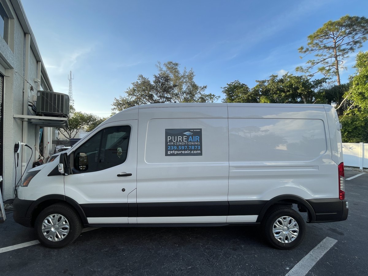 getpureair's tweet photo. We wish everyone a Happy New Year!! Fun fact: the average high in December in swfl is 76, todays high? 80!! Here are some pictures of our two newest all electric fleet vehicles! By this time next year, we will have more electric vehicles on the road then gas ones. Here’s to 2023! https://t.co/PDonAj0o6m
