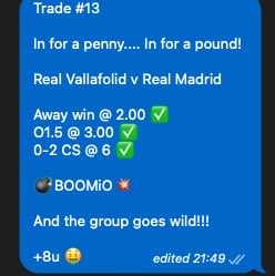 BOOMiO_Stats's tweet photo. When you have a tool as powerful as @TraderEdgeUK you don’t need to pay for Tipsters. You get access to the Telegram Chat & Trades rooms where we bang out trades like this for fun!
+31.7u Green this week so far.
#Football #Trading #Bettting #Inplay #Inplayscanner https://t.co/fSC5oLk3Lg