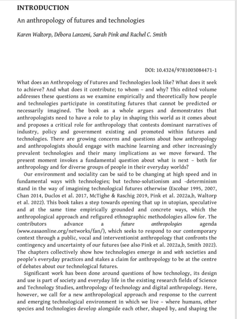 What does an Anthropology of Futures and Technologies want? Book out w/10 Ethnographic Ch’s @MScEnSoc @anttisilvast @britwinthereik @pinkydigital @minruc @sonja__trif @RoxanaFirth @nathancrilly @DigitalAmazonia @Gad_Christopher @BastianJrgensen @MajaHojerBruun @RoitmanJanet ⚡️