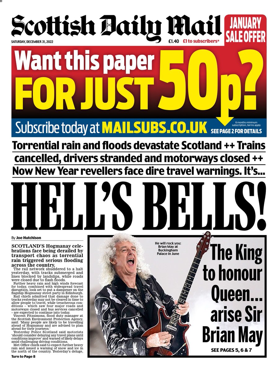 SCOTTISH DAILY MAIL: Hell’s Bells! #TomorrowsPapersToday