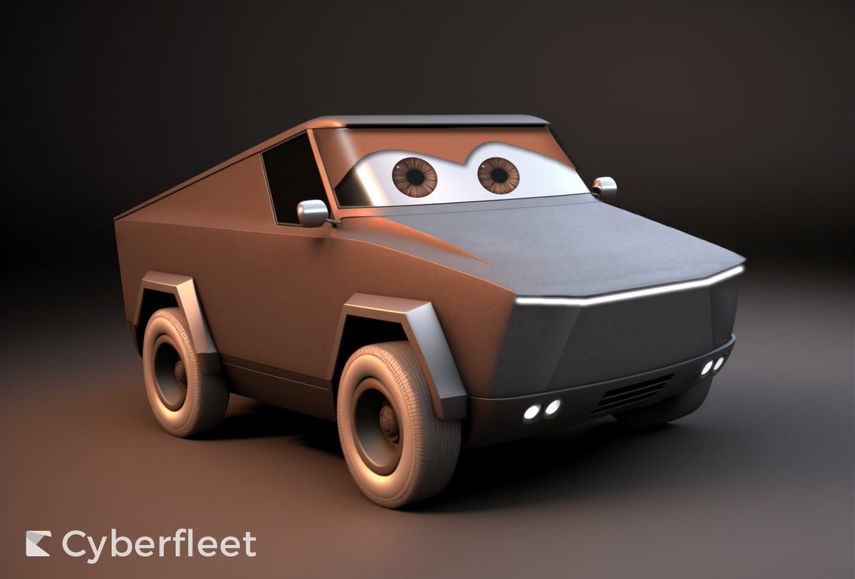 Cyberfleet_NFT's tweet photo. Pixar Cybertruck👀
#Tesla #Pixar #midjourney #cybertruck https://t.co/F9HVHpZYwi