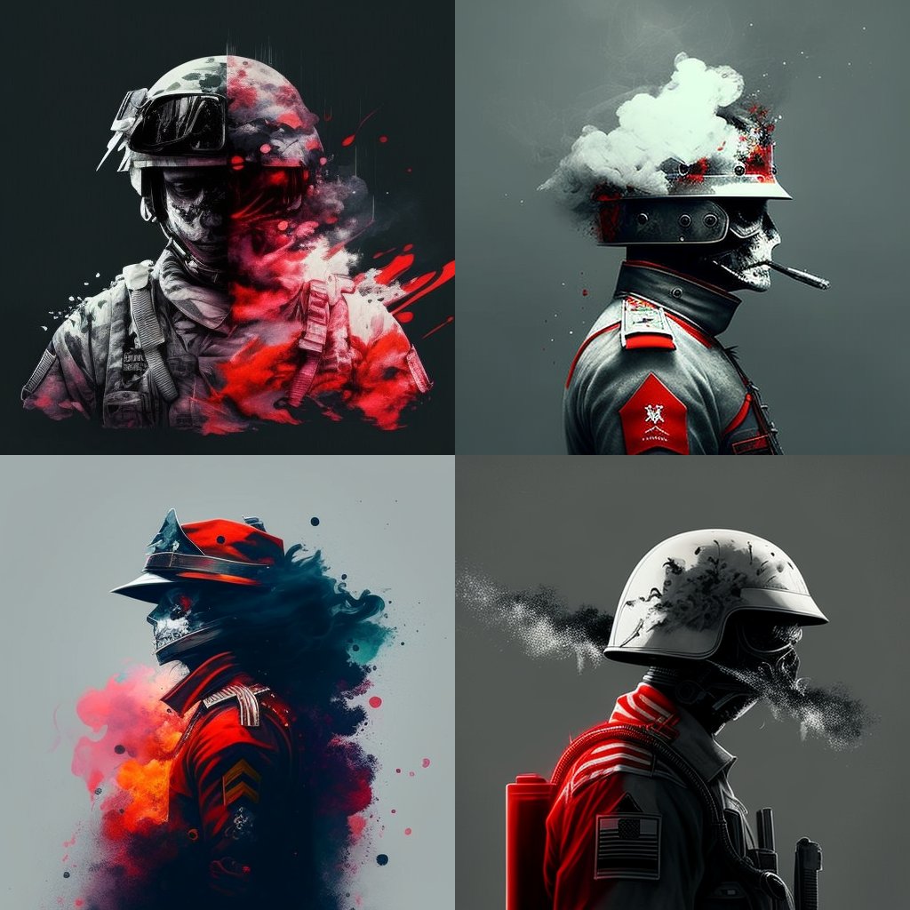 Ich hab mal mit #midjourney etwas rumgebastelt und habe ein paar Textzeilen von bekannten Liedern generieren lassen, ich zeige hier mal das erste, Seven Nation Army: