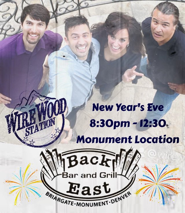 WireWood_Band's tweet photo. Come join us tomorrow night to ring in the new year at Monument Back East Bar and Grill👍🎉👍 https://t.co/AjplGgo3wq