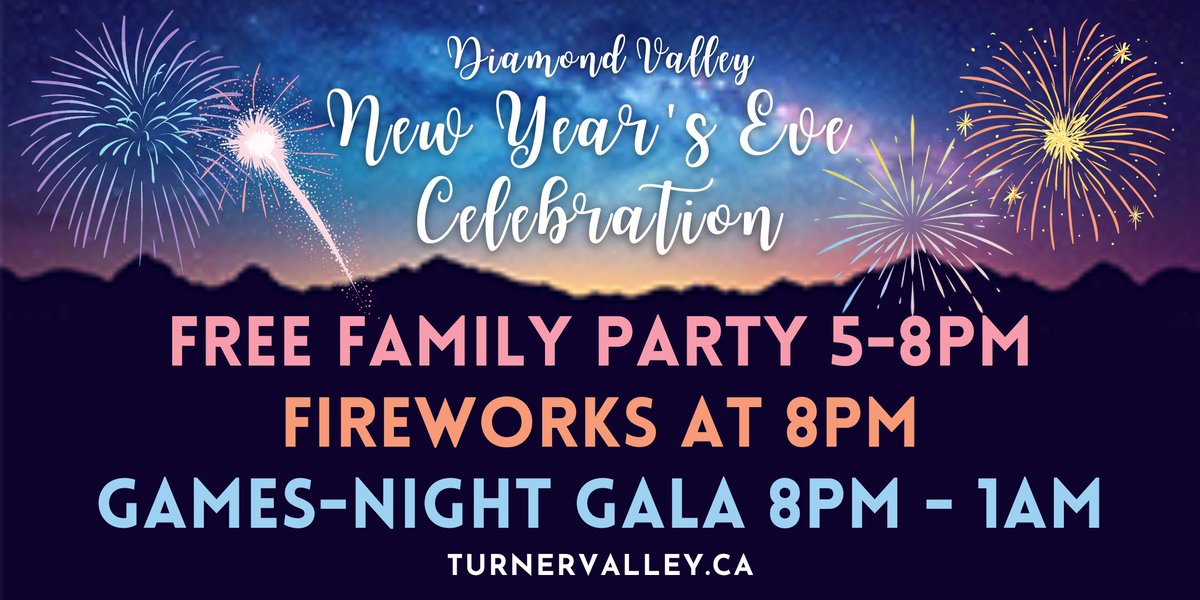 TurnerValleyAB's tweet photo. The Town is abuzz with excitement surrounding the New Year's Eve Celebration happening tomorrow night!  We can't wait to see our friends' and neighbours' smiling faces as we come together to not only celebrate the New Year, but also the birth of the new Town of Diamond Valley! https://t.co/CoTtqdJakb