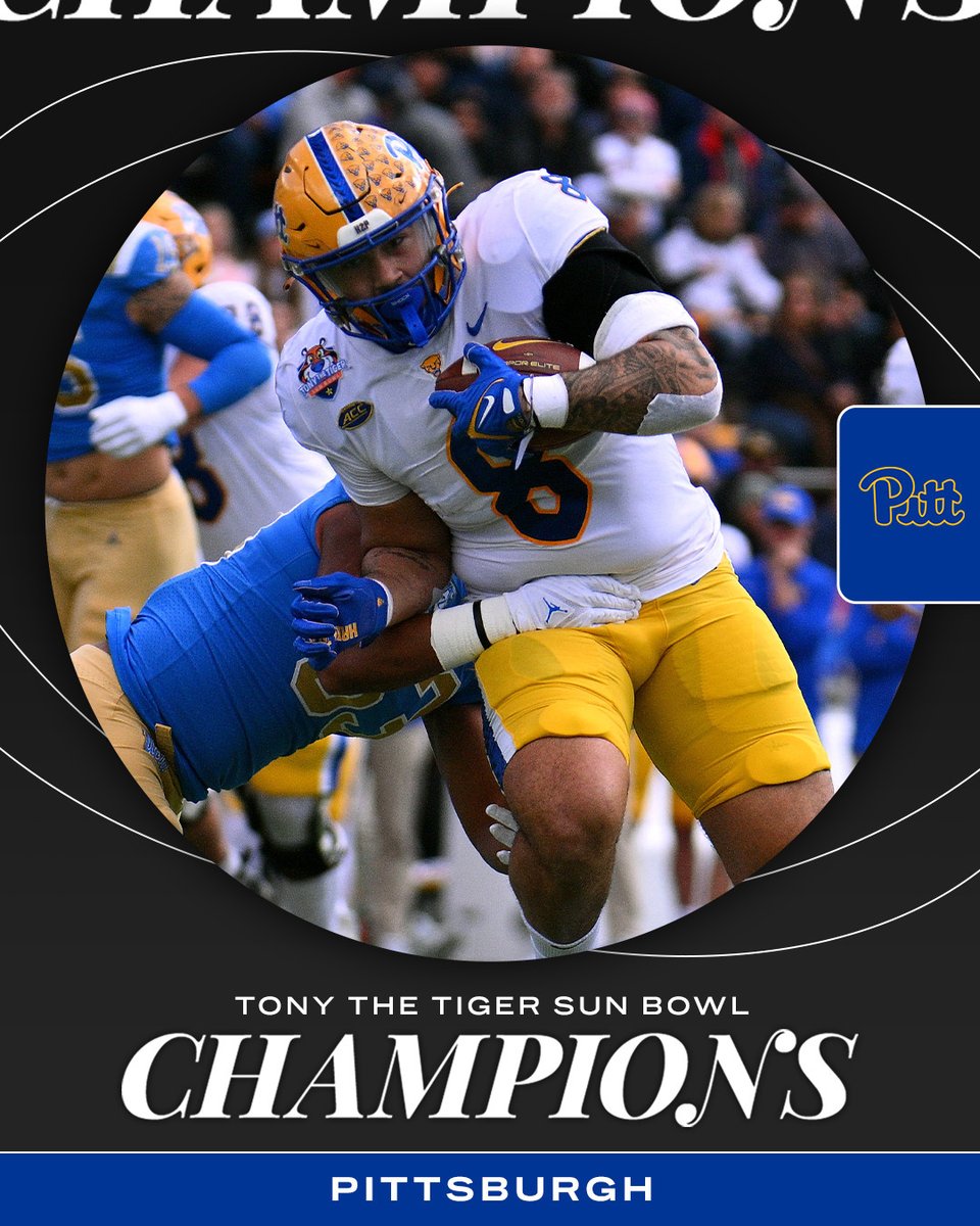 ESPNCFB's tweet photo. PITT WINS IN A THRILLER‼️ 

The Panthers are Sun Bowl CHAMPIONS 🏆 https://t.co/wMhWbRjOjB