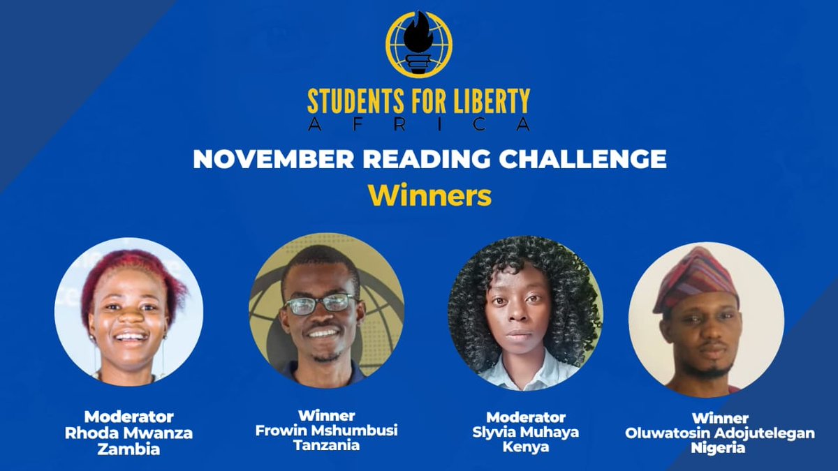 The winner of November Reading challenge, 2022 has been a tremendous and spectacular year, Thanks <a href="/AfricanSFL/">African Students For Liberty</a> <a href="/sfliberty/">Students For Liberty</a>