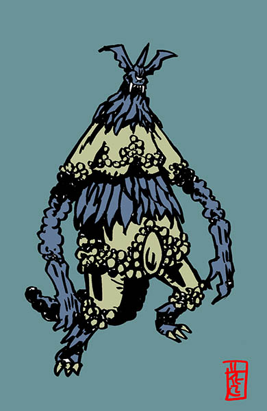 「ブラックサタンvsムルチ#画像フォルダから左を向いてる画像と右を向いてる画像を戦」|花小金井正幸＠喫茶宝石箱での個展。2023年開催予定のイラスト