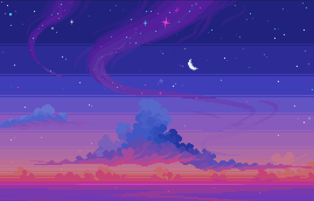 16pxl's tweet photo. some of pixel art skies ive made this yr 🌥️✨ https://t.co/K8jUCdn1cq