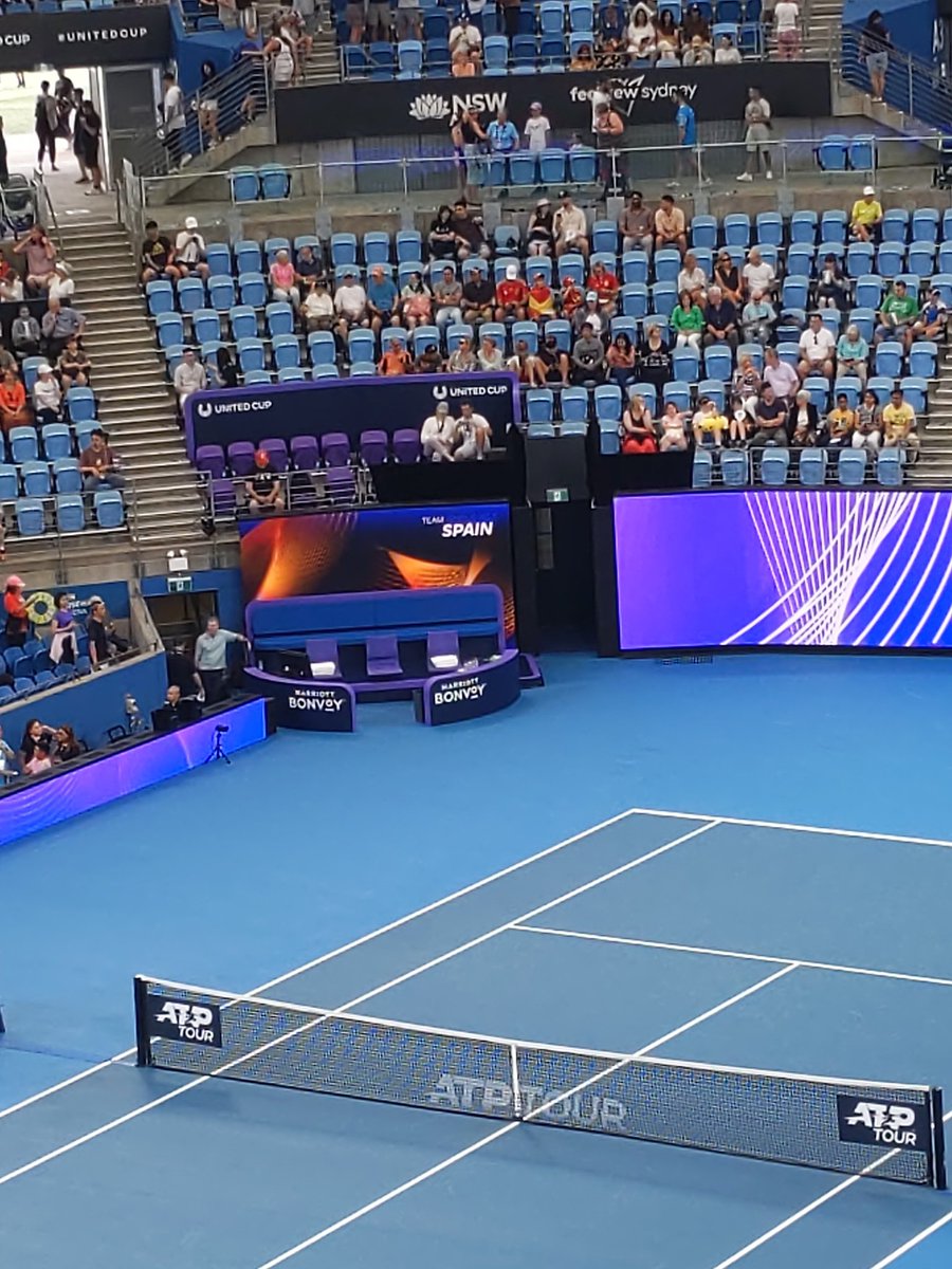 Lazygoose's tweet photo. Waiting for #Rafa #UnitedCup https://t.co/d4jYaeRBLL