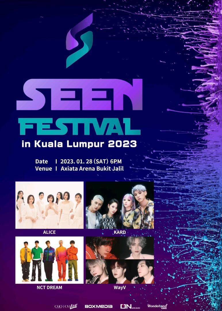 goKPOP's tweet photo. SEEN FESTIVAL in Kuala Lumpur 2023 featuring #NCTDREAM #WAYV #KARD #ALICE

📅 28 Jan 2023 (Sat)
⏰ 6pm
📍Axiata Arena Bukit Jalil

Stay tuned for further information! 🥰 https://t.co/t0grw8Mygd