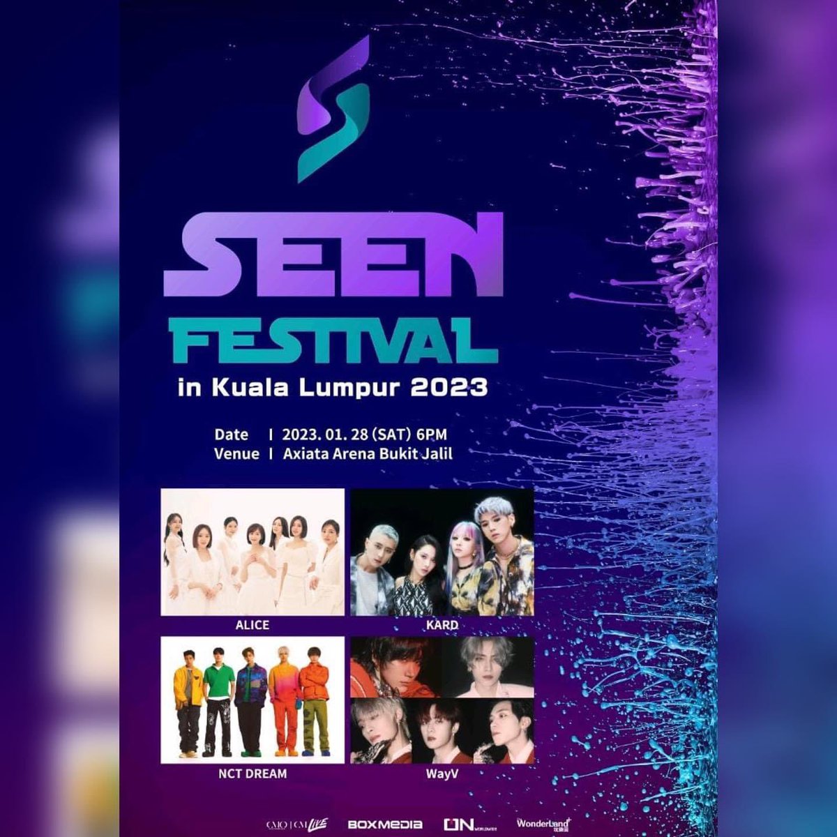 _hallyupop's tweet photo. SEEN FESTIVAL in Kuala Lumpur 2023 

📅 28 Jan 2023 (Sat)
⏰ 6pm
📍Axiata Arena Bukit Jalil
Line up: NCT DEEAM, WayV, KARD, ALICE

Stay tuned for more! https://t.co/9Nk5l5EGbj