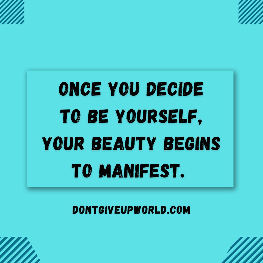 'Once you decide to be yourself, your beauty begins to manifest.'

Visit dontgiveupworld.com to know more!

#dontgiveupworld #introspective #motivational #inspirational #leadership #positive #wise #intellegencequotes #intellectual #philosophy #aamilne #strong #smart #brave